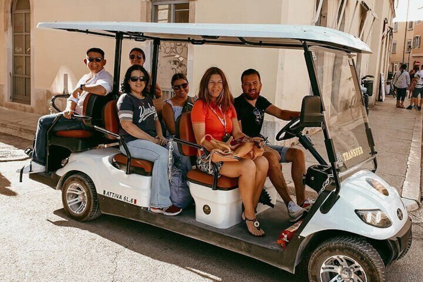 Our team on the golf-cart in Rovinj