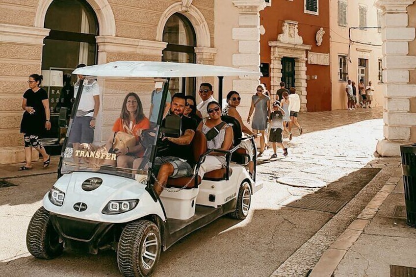 Our team on the golf-cart in Rovinj