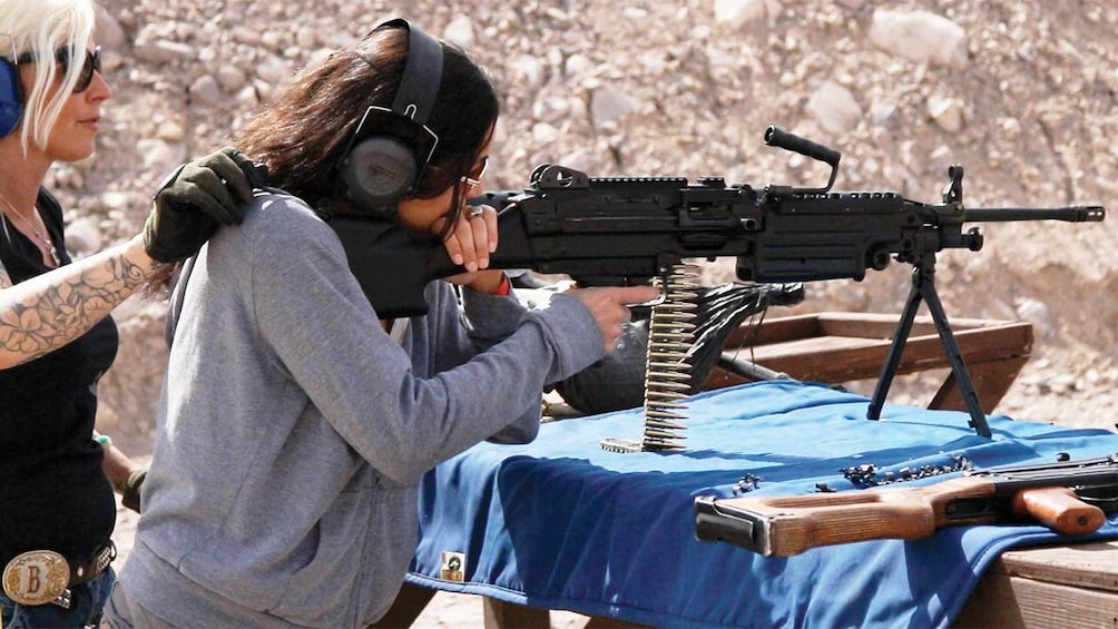 Two ladies on the Outdoor Shooting Experience in Las Vegas 