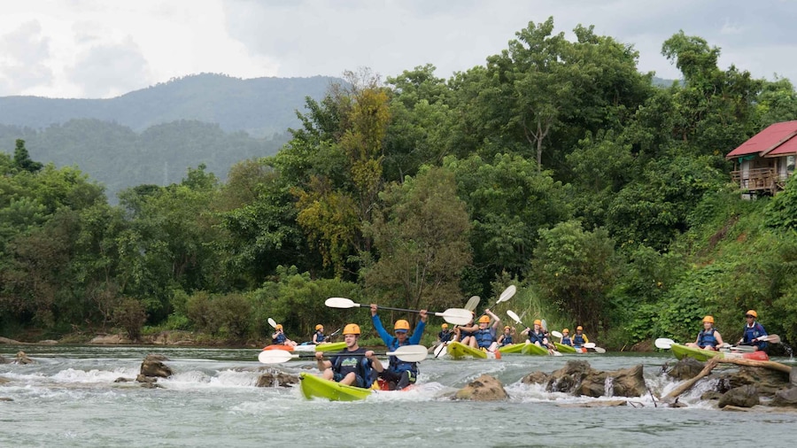 Half-Day Nam Song River Kayak Tour with Zipline or Tham None