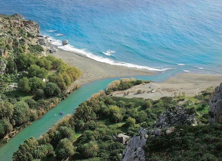 From Rethymno: Kourtaliotiko, Preveli Palm Beach, & Damnoni