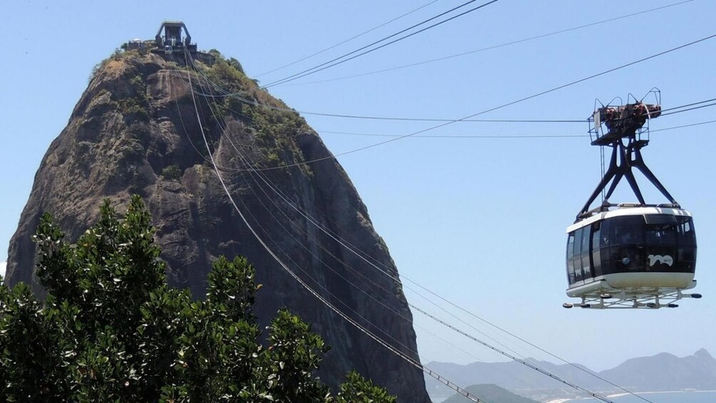 Aerial tram heading towards Sugarloaf in Rio de Janeiro