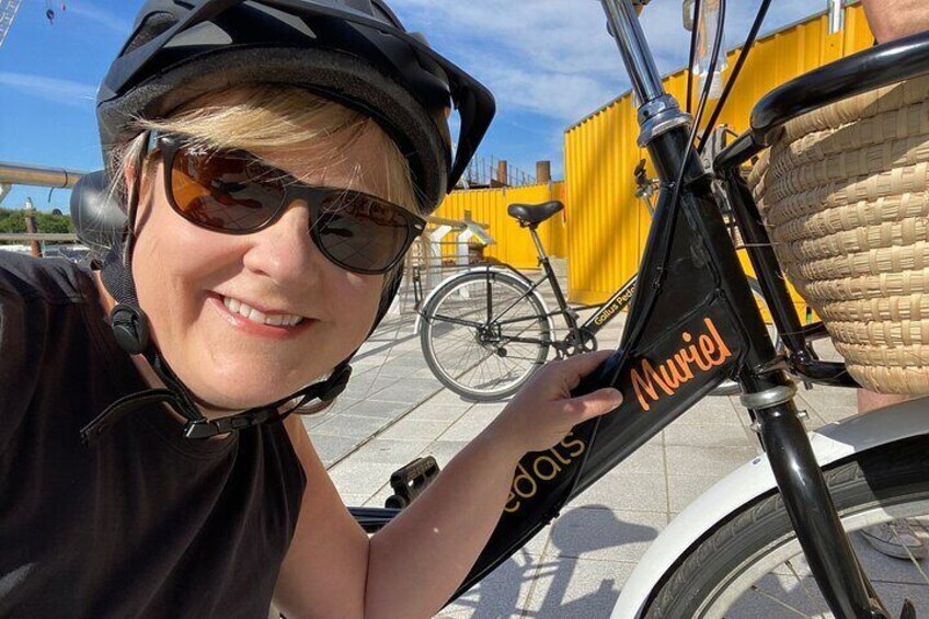 Guest with one of our bikes named after a famous Glaswegian woman