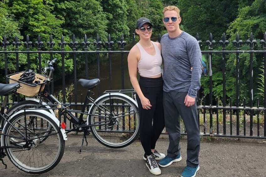 Private Bike Tour guests taking a photo opportunity with Gallus Pedals