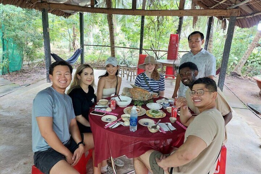 Having lunch at Mr. Sau's home