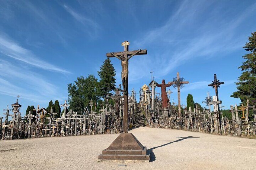 Sunset at the Hill of Crosses - 2 countries the same day! 