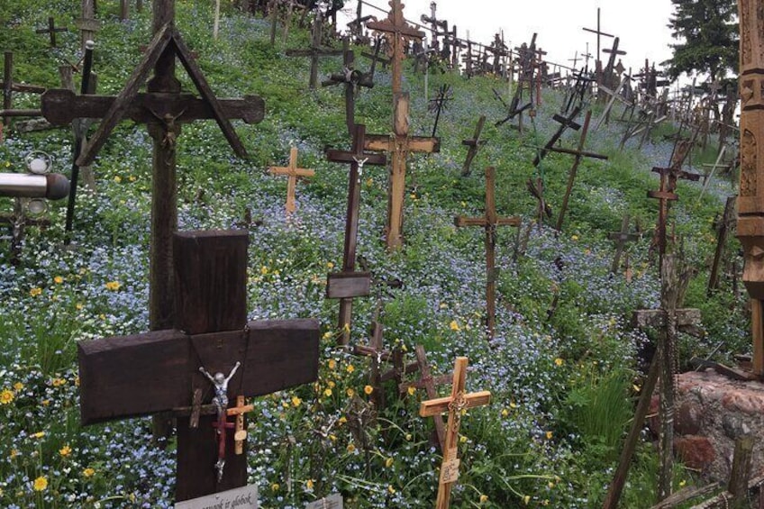 Sunset at the Hill of Crosses - 2 countries the same day!