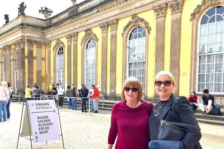 At the entrance to Sanssouci Palace