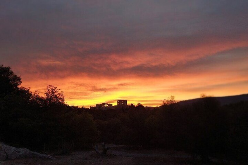 Mythical Yoga and Meditation Acropolis at Sunrise and Sunset