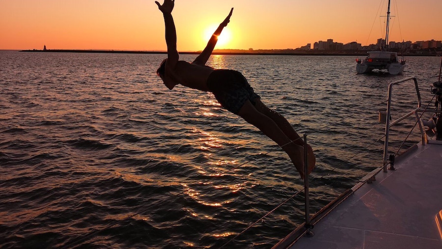 From Vilamoura: Sunset Tour on a Luxury Sailing Yacht