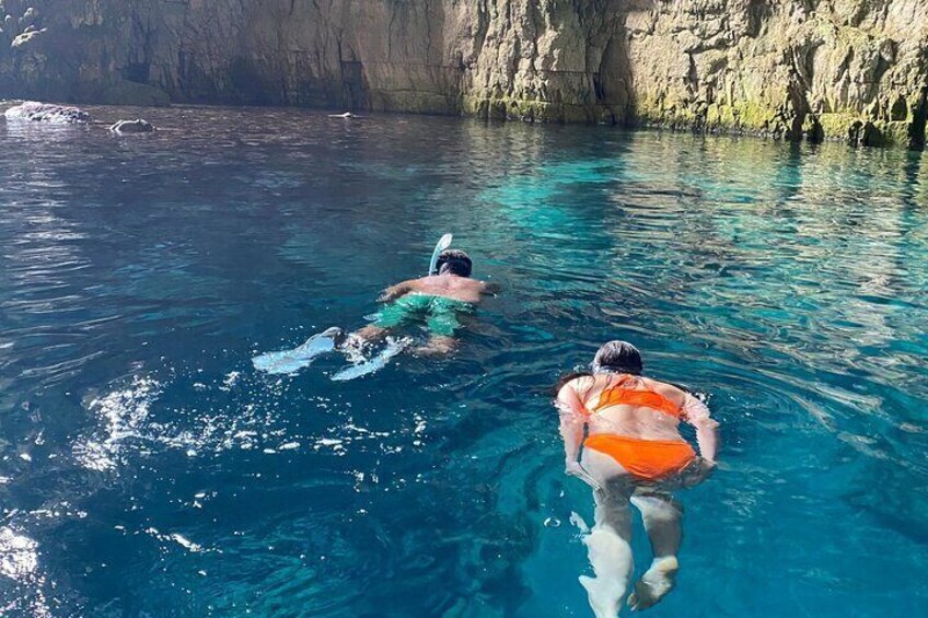 Snorkeling inside Haxhi Ali Cave