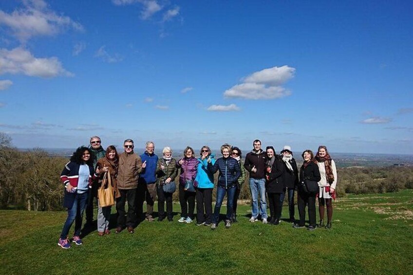 A Go Cotswolds group enjoying the stunning views at Dover's Hill