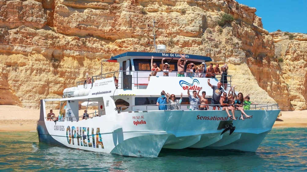 From Portimão: Catamaran Cruise to Benagil Caves with BBQ