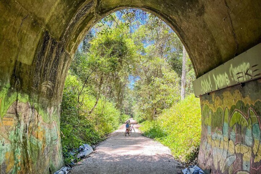 Cycle the 500m old railway tunnel at Upper Burringbar