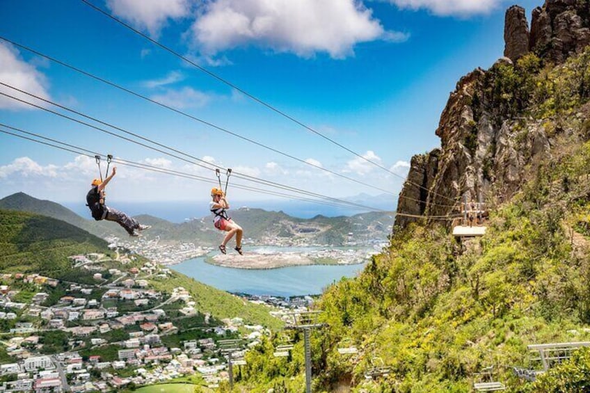 St Maarten Sky Explorer, Flying Dutchman and Schooner Ride Combo