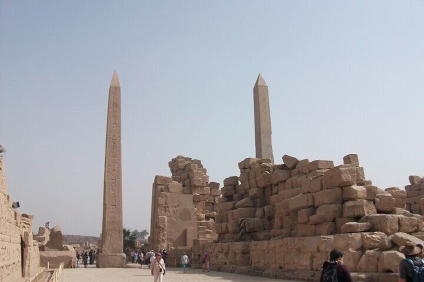 Interiors of Karnak Temple where Egypt's tallest Obelisk "to the right"