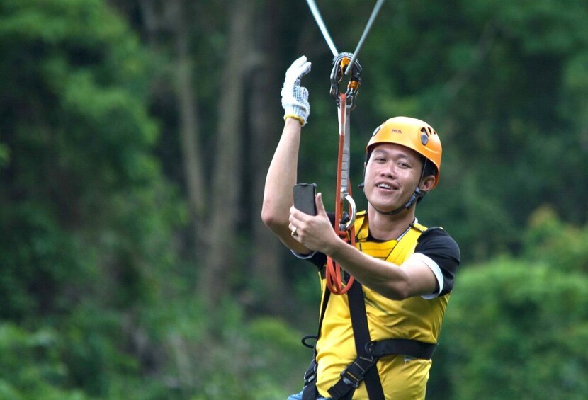 Picture 1 for Activity Vang Vieng: Half-Day Zip Lining with Cave Exploration Option