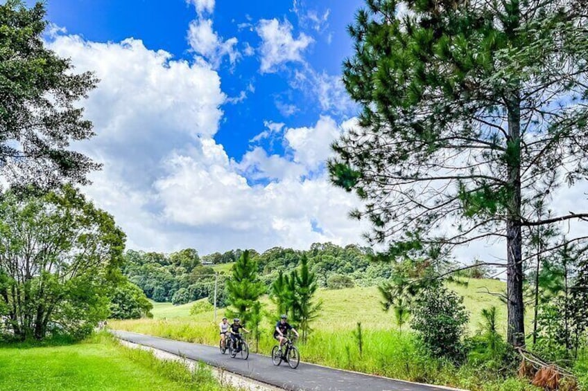 E bike riders at Stokers Siding on the Northern Rivers Rail Trail