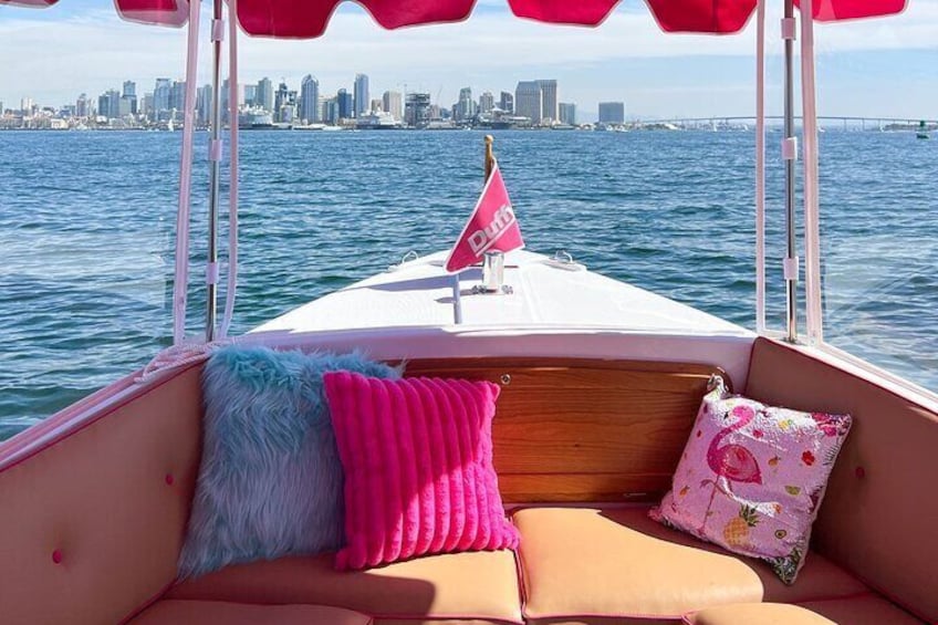 Pink party Boat charters in San Diego Bay. We start at Point Loma area and move towards Downtown. Check Midway and Maritime museums and amazing views of Coronado island.