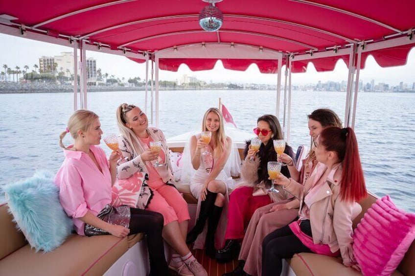 Pink party Boat charters in San Diego Bay. We start at Point Loma area and move towards Downtown. Check Midway and Maritime museums and amazing views of Coronado island.