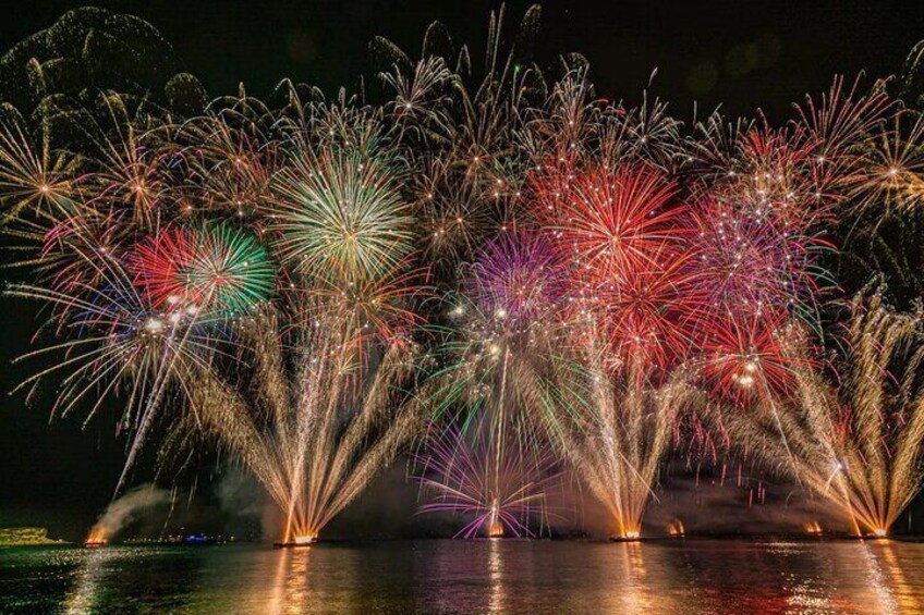Fireworks from the boat in Roses Bay
