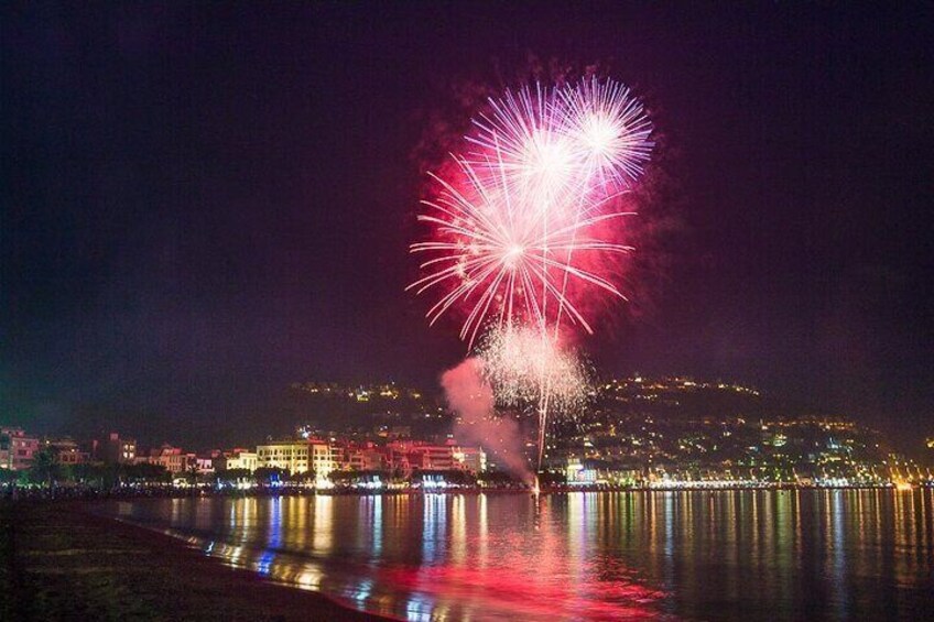 Fireworks from the boat in Roses Bay 