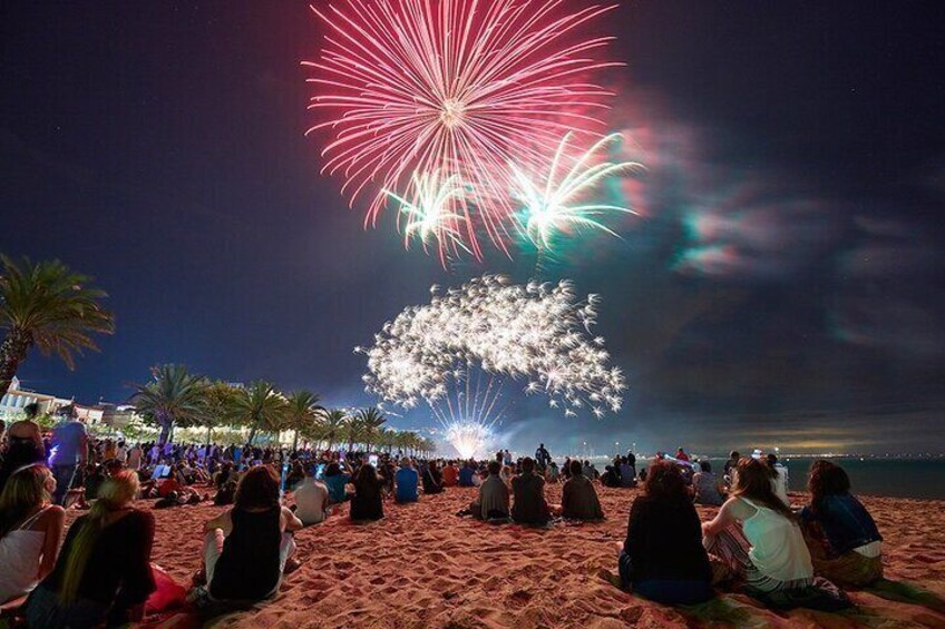 Fireworks from the boat in Roses Bay