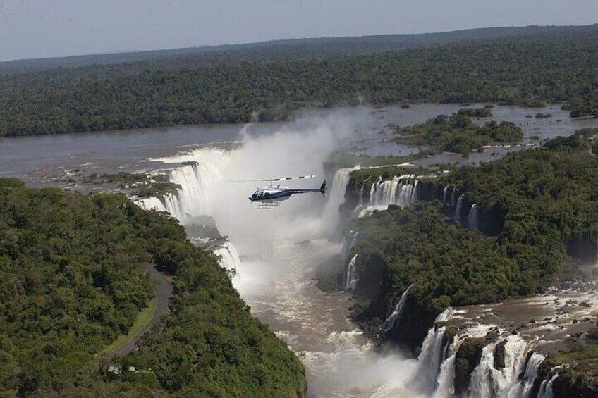 Helicopter flight over Iguazu Falls