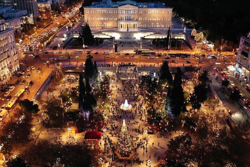 Syntagma square at a christmas night