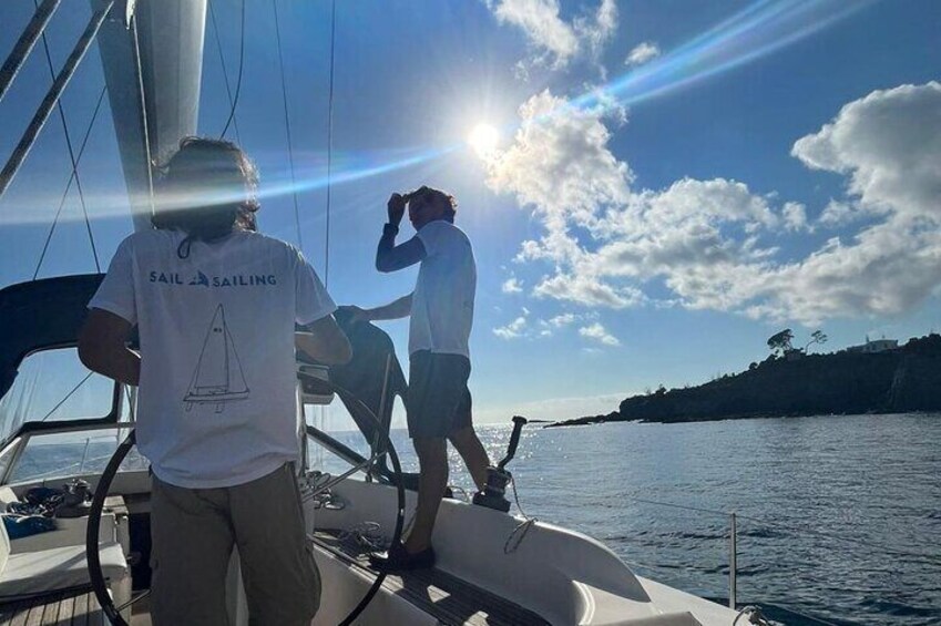 sailing at sunset