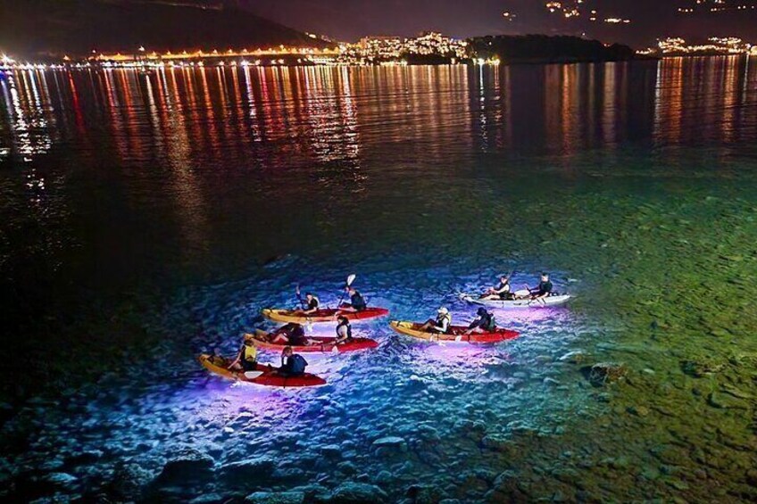 An evening tour on SUP or Kayak with LED light creates a special atmosphere, turning the experience into a real magic.