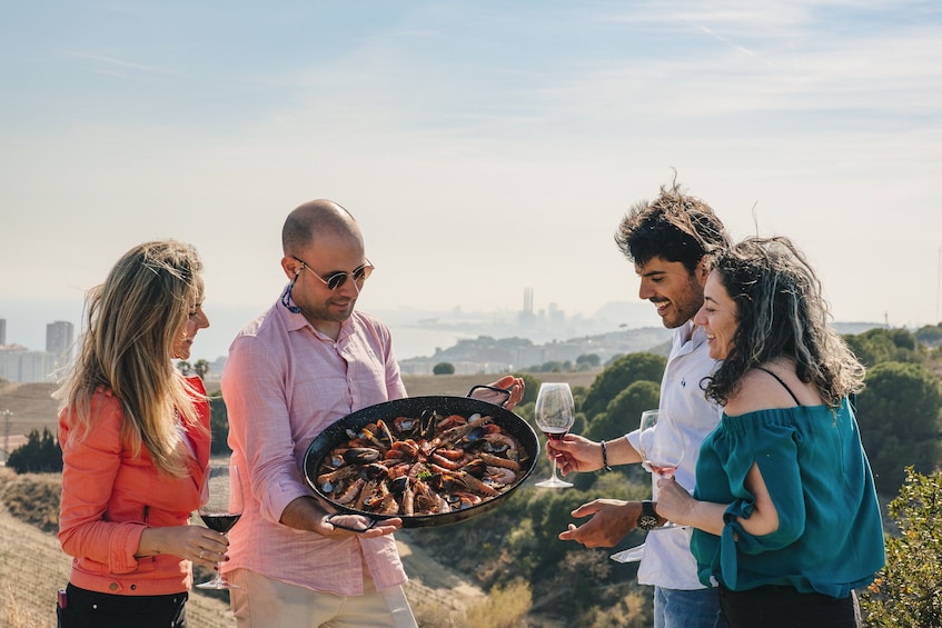 Paella Cooking Experience with Sea View & Winery Tour from Barcelona