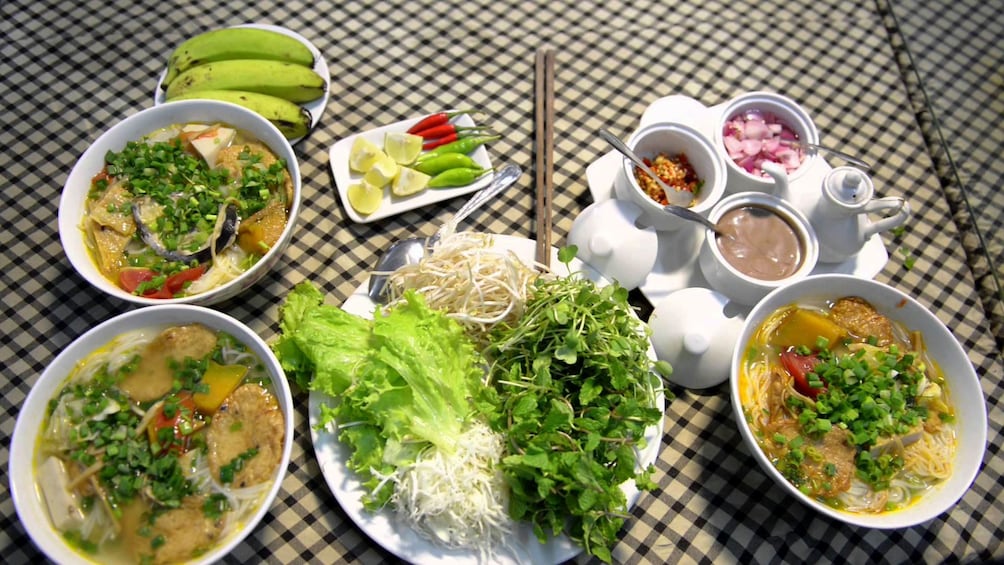 Table of food in Da Nang