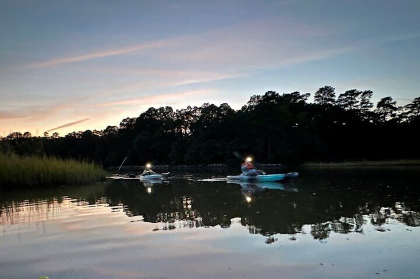Leaving Jamestown Island at Sunset