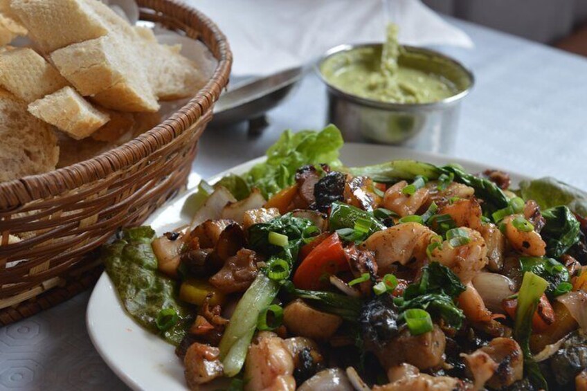 Grilled seafood at a local restaurant