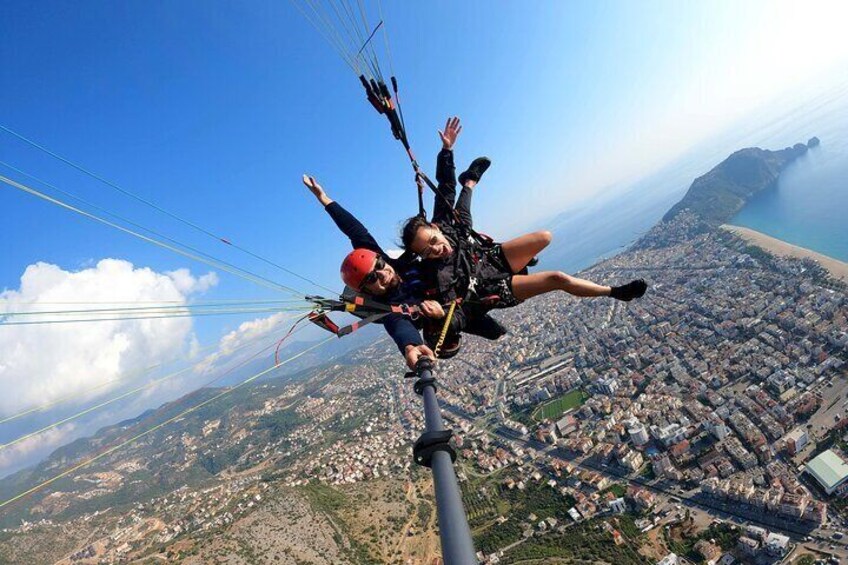 From Antalya Alanya Tandem Paragliding With Beach Visit