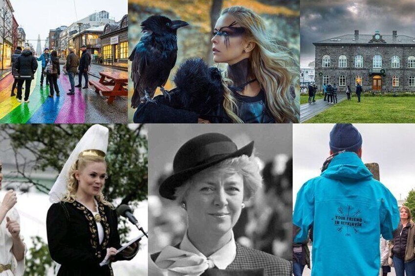 A collage of the different highlights during our Private Icelandic Women Walking Tour 