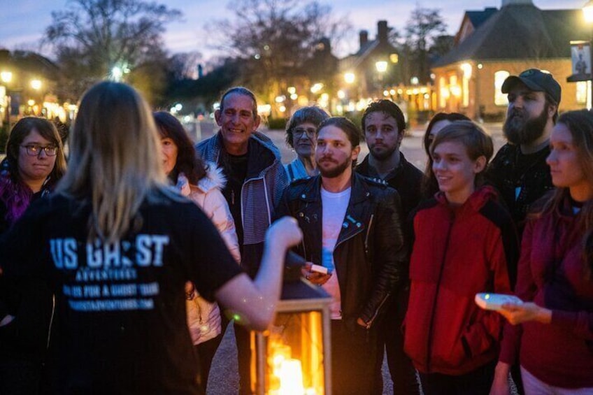 Our guide telling an epic tale of hauntings in the beautiful city

