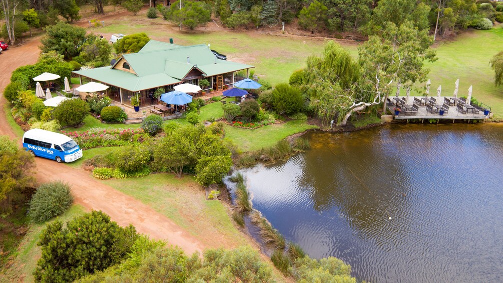 Ariel view of The Lake House restaurant in Denmark, Australia