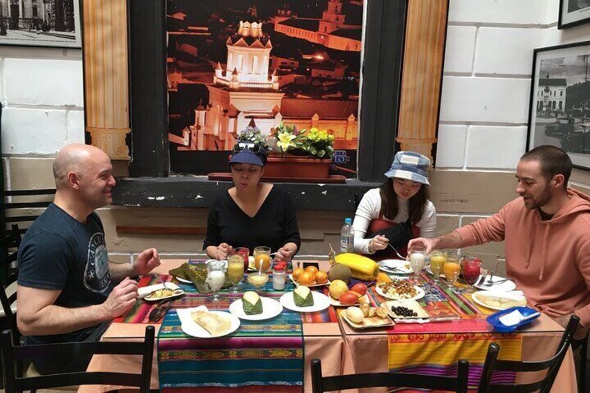 This unforgettable experience includes sampling local Ecuadorian food.