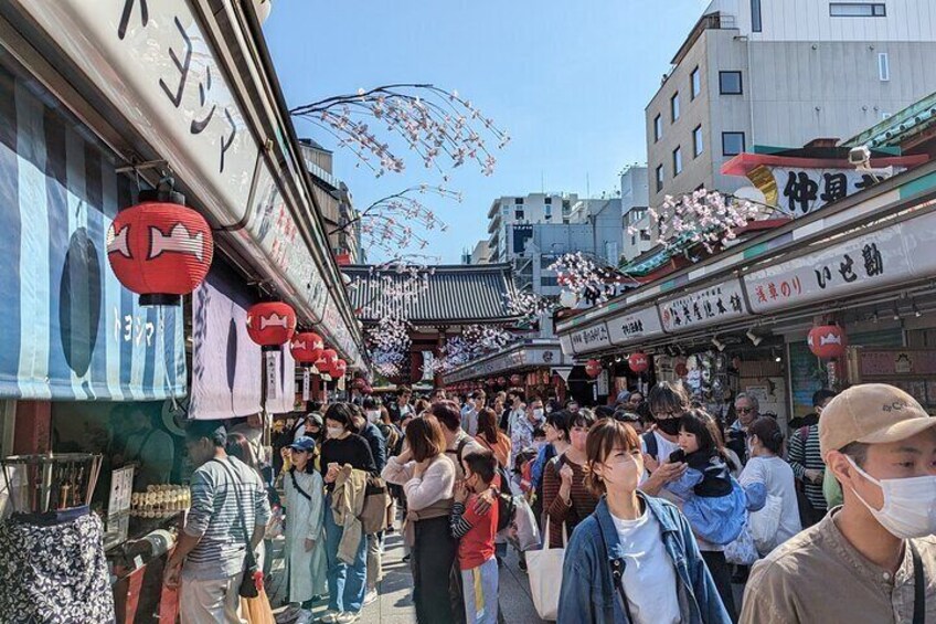Nakamise-Dori in Asakusa. This is the street that leads up to the Senso-ji. Famous for the numerous amounts of food stalls and trinket merchants. 