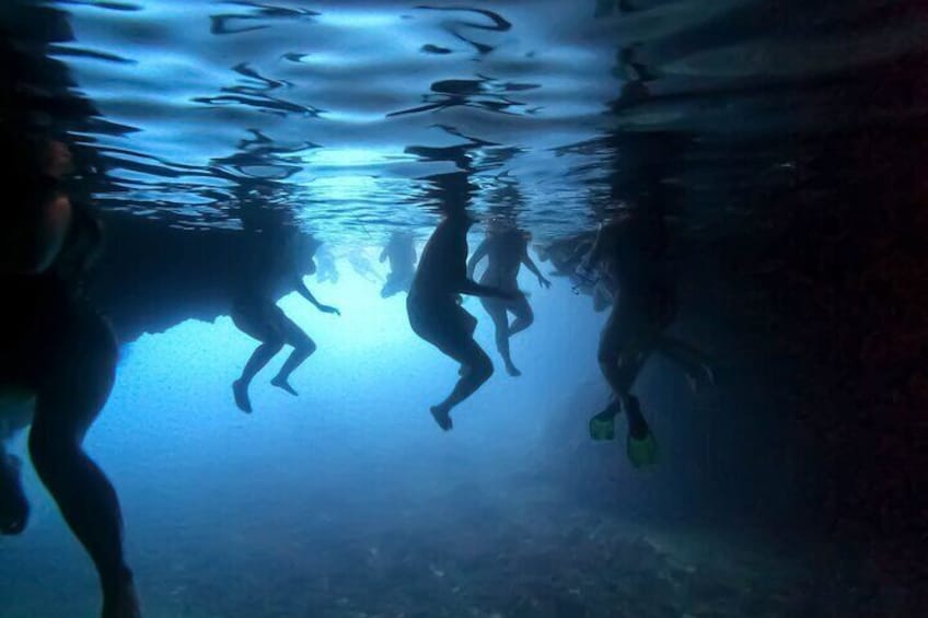 Underwater the Blue Cave on Kolocep island