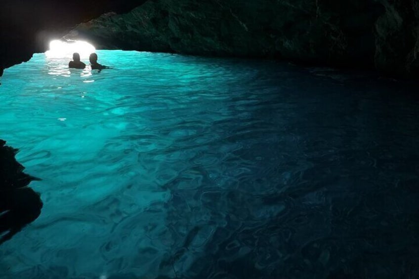 Inside the Blue Cave on Kolocep