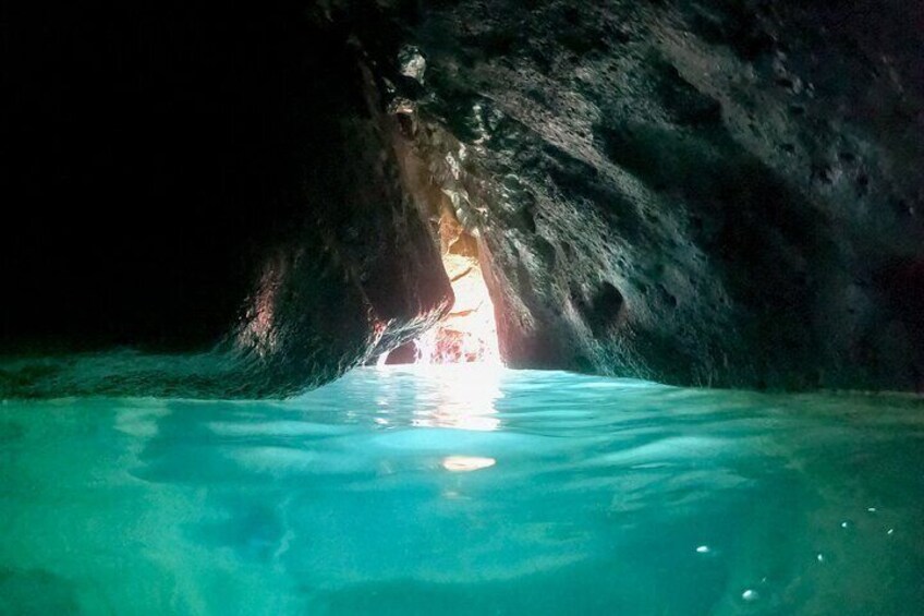 Inside the "passage" cave on Kolocep island