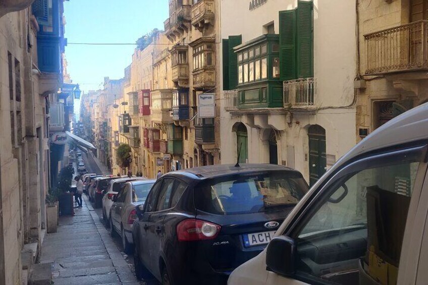 The narrow streets in Valletta