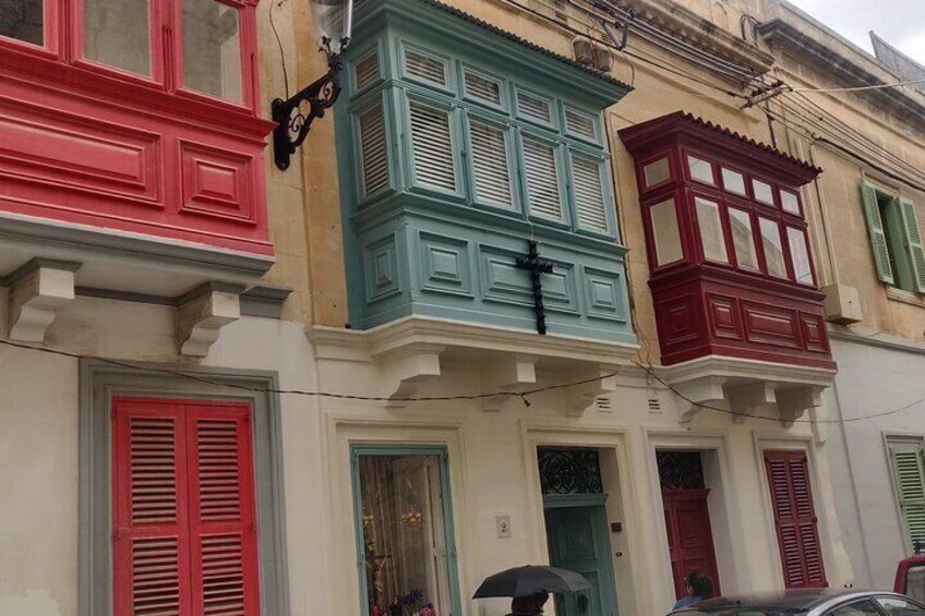 The colored balconies in Rabat