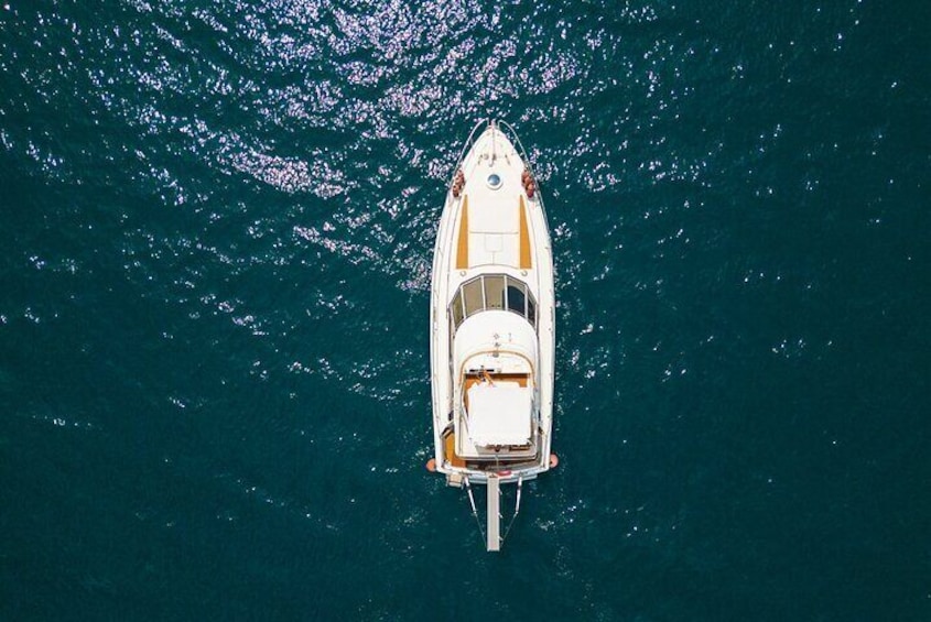 Motor yacht from above