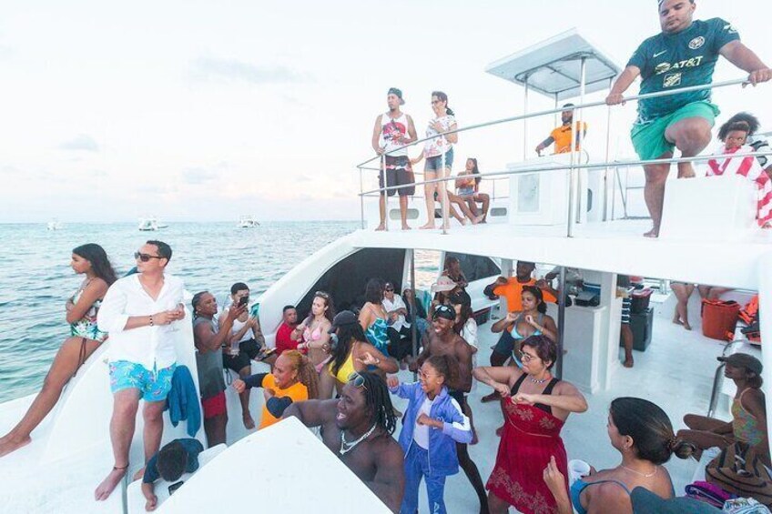 Double Decker Catamaran and Partying