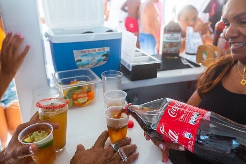 Serving Drinks to a Happy Group