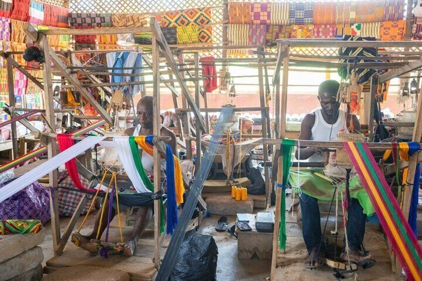 Some locals as usual doing the normal routings at Bonwire Kente village in the Ashanti region 